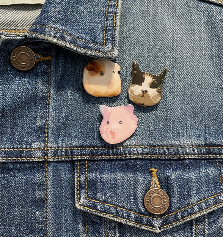 Custom Pet Face Photo Portrait Pin or Magnet. Recycled Tin Can. Pet Memorial