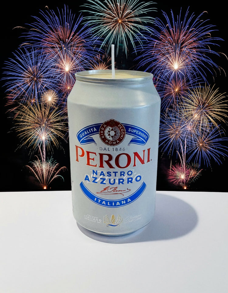 Peroni lager unique gift. Tin can candle