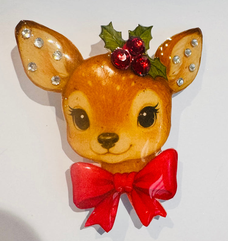 vintage deer brooch with rhinestones