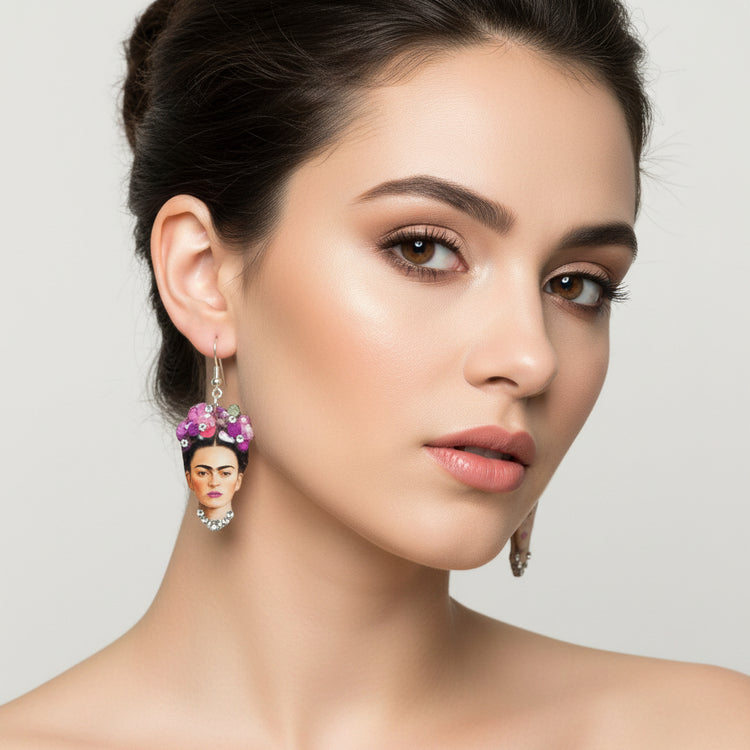 Frida Kahlo unique dangle earrings.