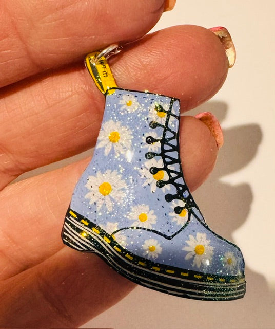Dr Martens daisy earrings in blue, handmade
