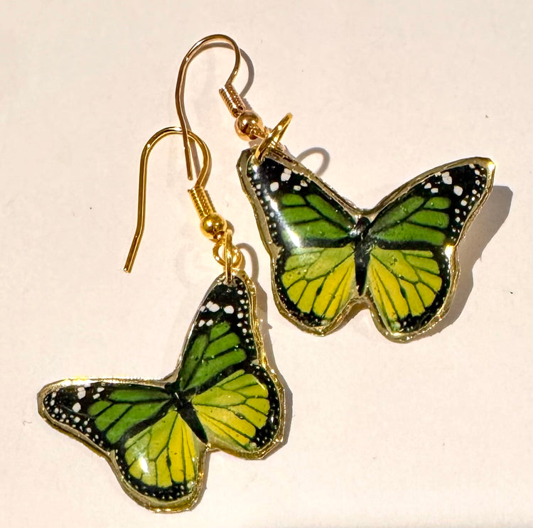 pretty butterfly earrings in green