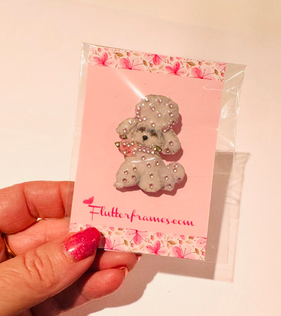 retro poodle illustrated brooch