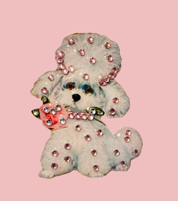retro poodle illustrated brooch handmade brooch