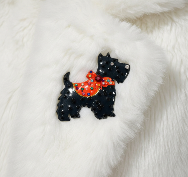 Scottie dog handmade pretty brooch