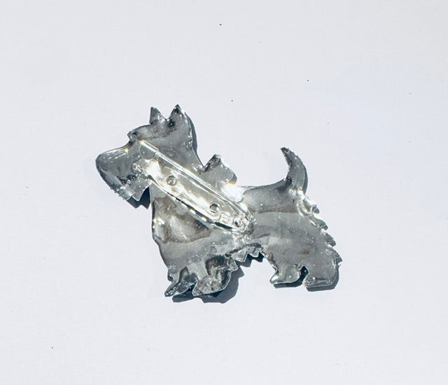 Scottie dog handmade brooch from tin cans