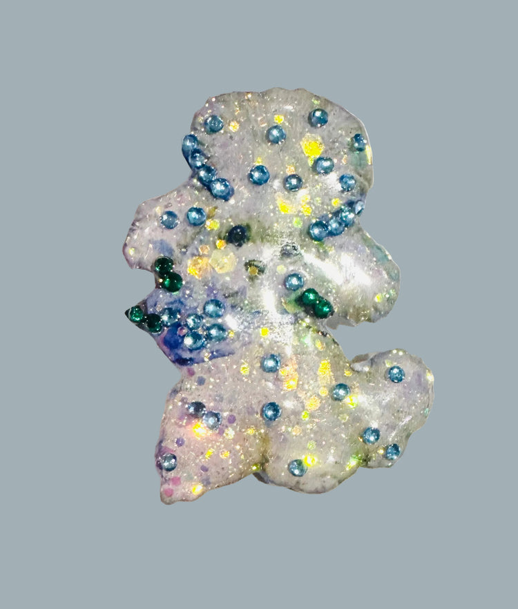 blueand white handmade poodle brooch