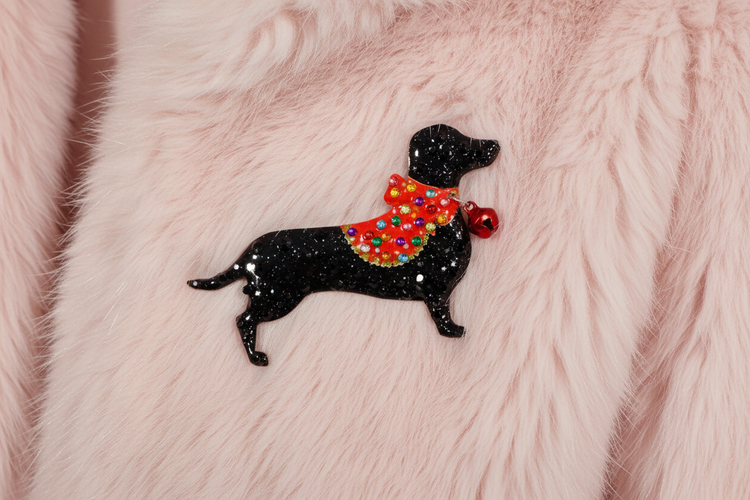 Sausage dog cute brooch, handmade