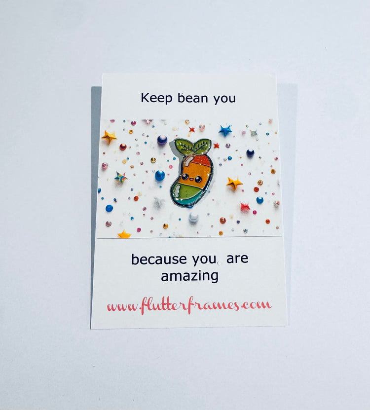 unique Bean Enamel Pin - Supportive, Thank You, Friendship Gift