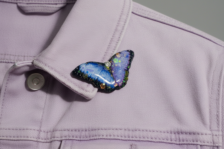 blue and purple butterfly pin. Mental health