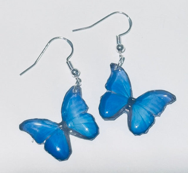 Blue butterfly earrings