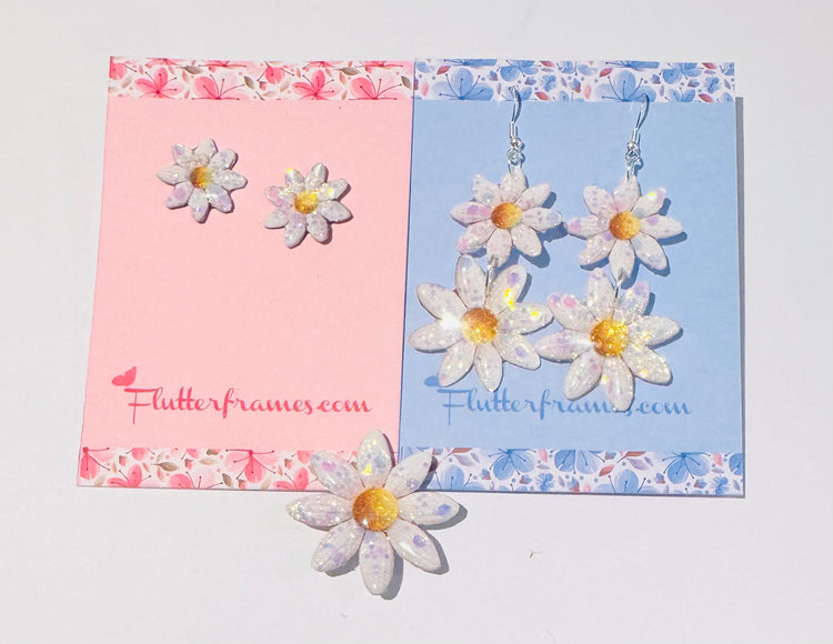 daisy stud earrings and dangle earrings