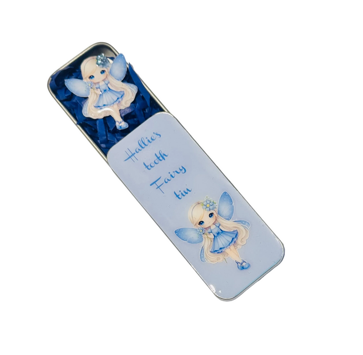 Personalised Tooth Fairy Tin / with option of pretty magnet / Kids' Keepsake Box for Lost Teeth / Custom Gift & Memory Holder