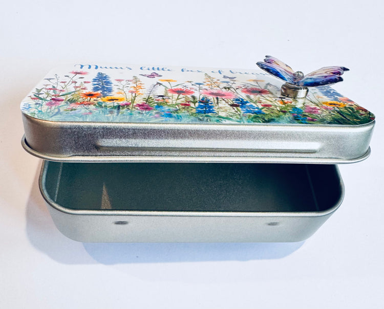 Personalised Mum small tin with butterfly magnet, handcrafted