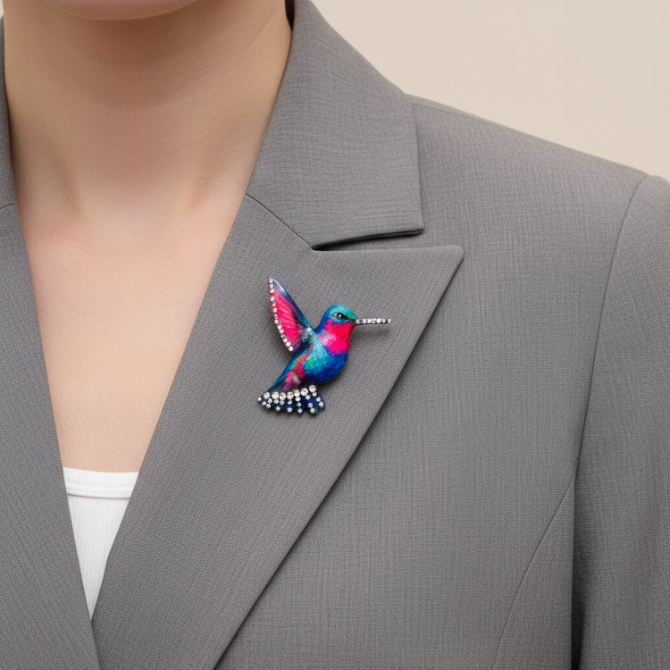 kingfisher diamante brooch