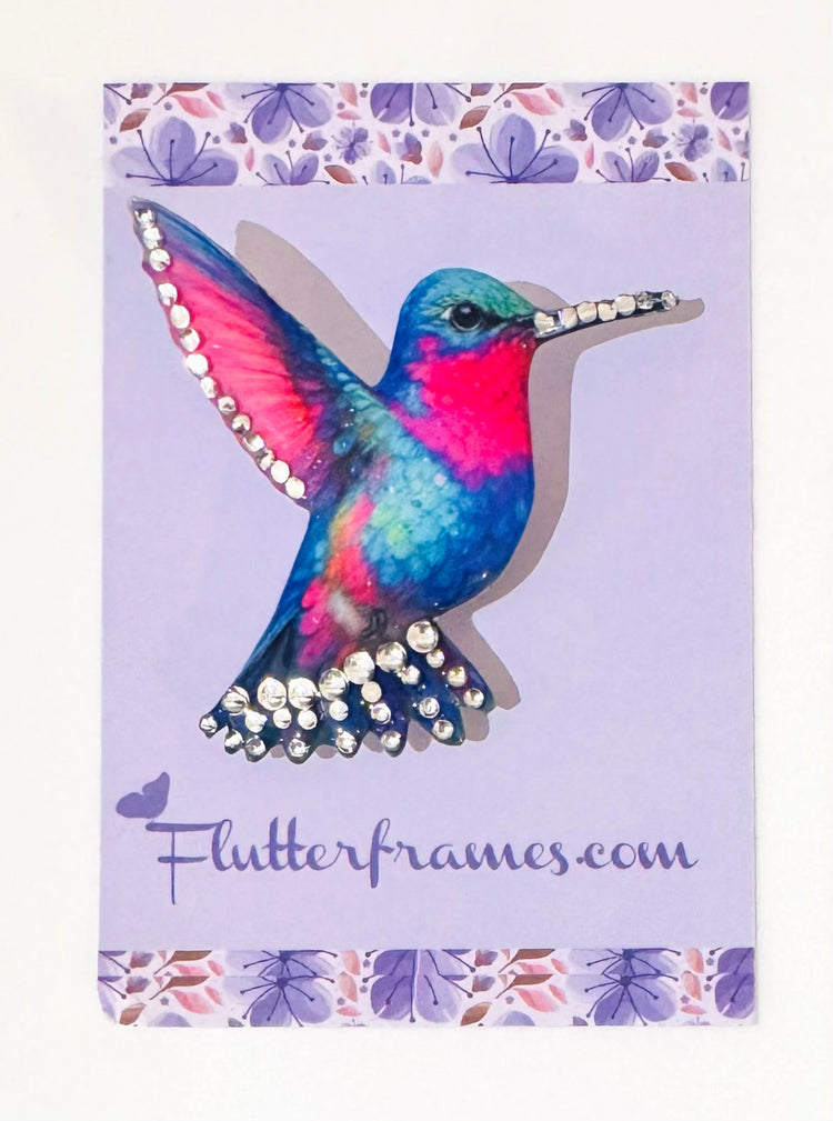 Kingfisher diamante brooch. Handmade from recycled tin cans