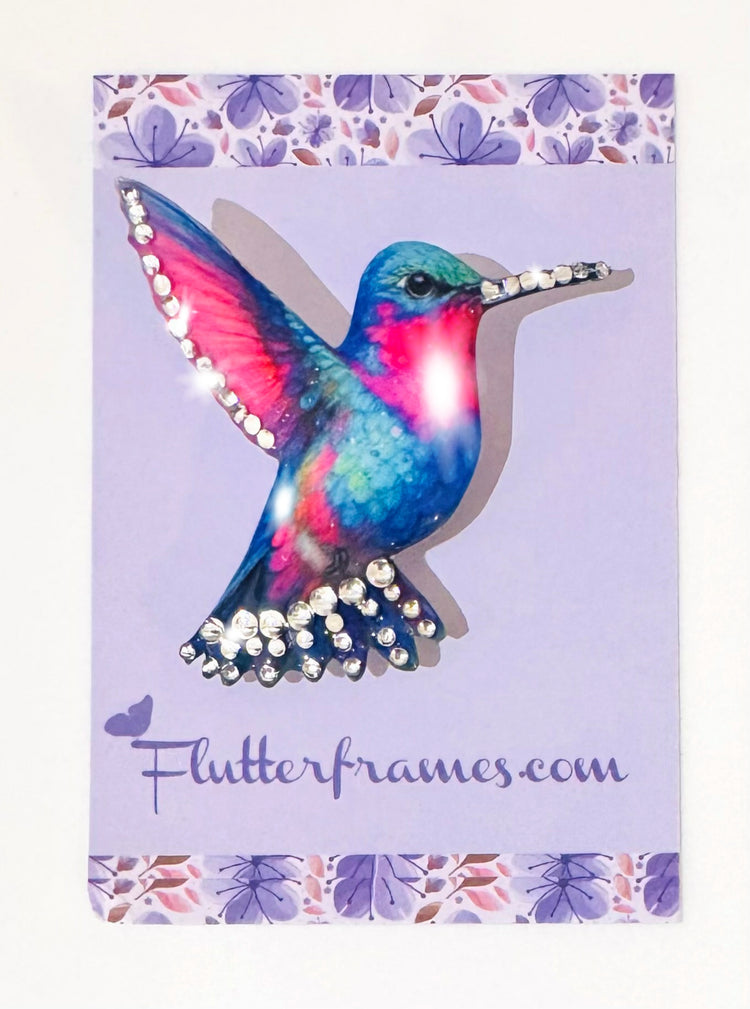 Kingfisher diamante brooch. Handmade from recycled tin cans