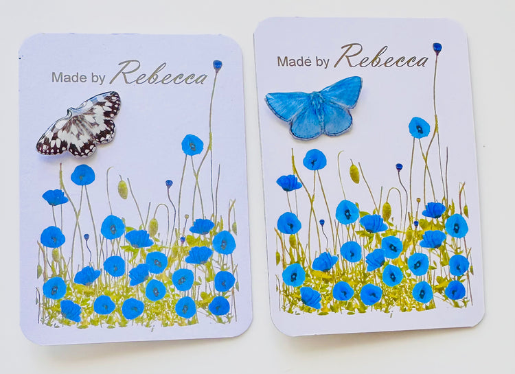 Marbled white and Holly Blue butterfly pin lapel brooch