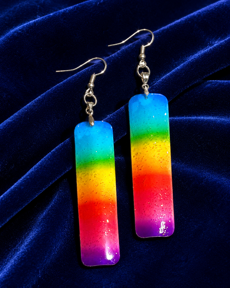 Rainbow-colored earrings