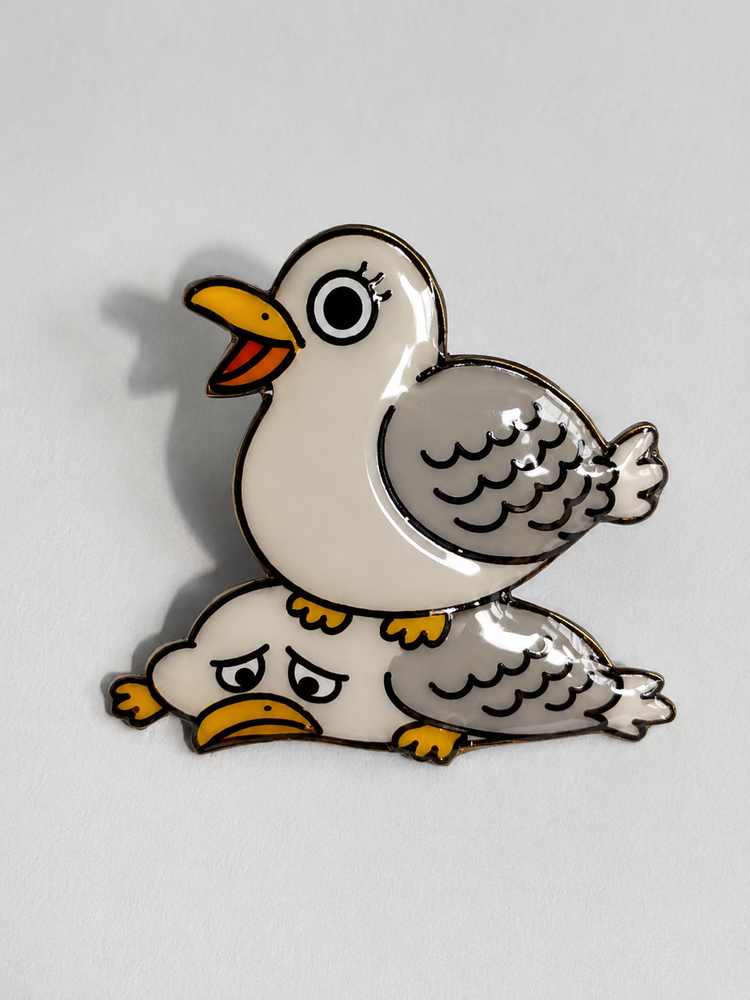 Seagull's rock enamel pin, funny