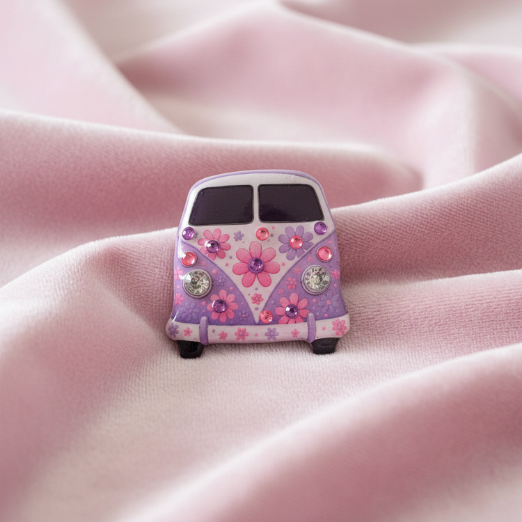 VW Retro camper van Pin or magnet.