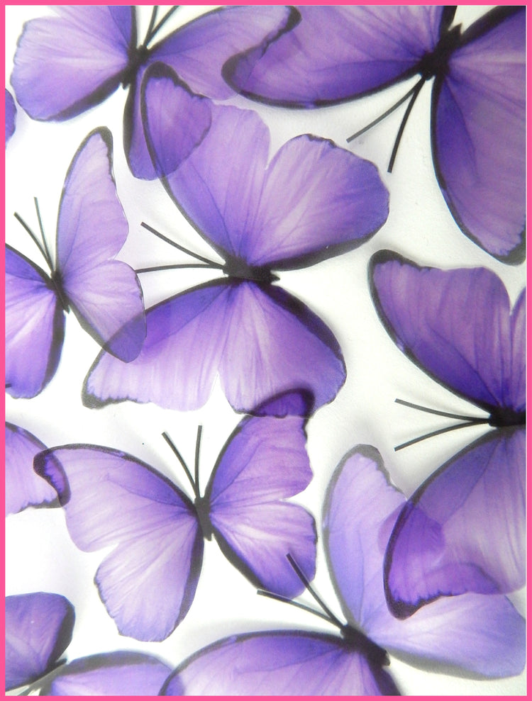 3D Purple Butterflies, set of 18, 7cm wide. Embellishments, card making,purple interior wall ideas,decorative butterflies,wedding decor,make my wall pretty