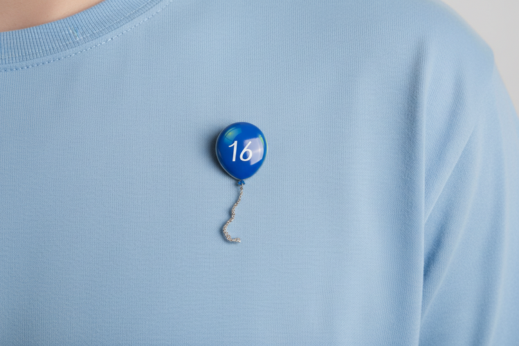 Age birthday balloon pin badge