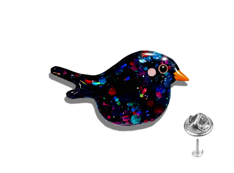 blackbird, black bird pin badge brooch