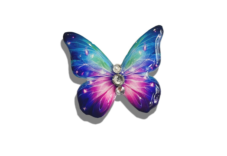 Blue and purple butterfly handmade enamel pin
