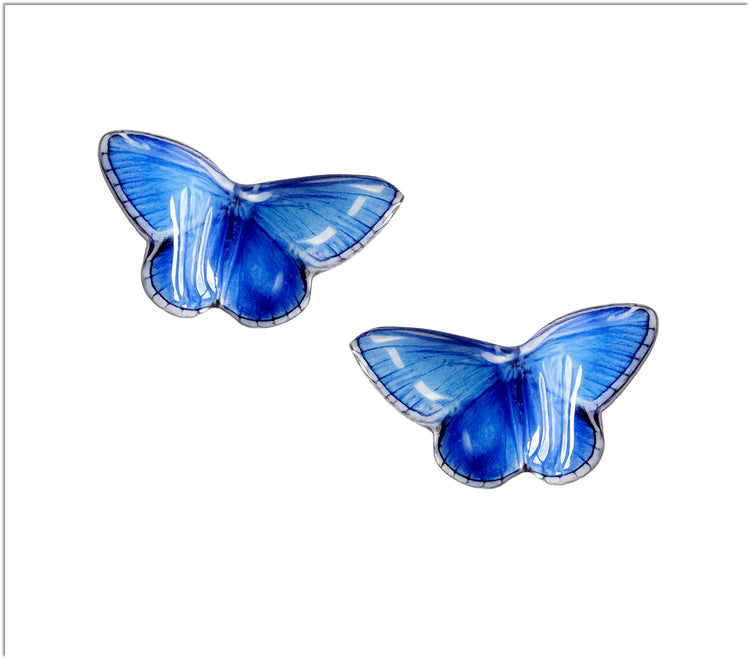 Holly blue butterfly stud earrings handmade from tin cans