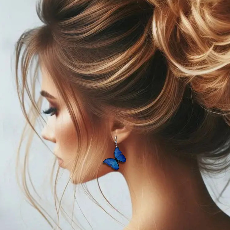 Blue Morpho Butterfly earrings. Eco-Friendly Recycled Tin Can Jewellery