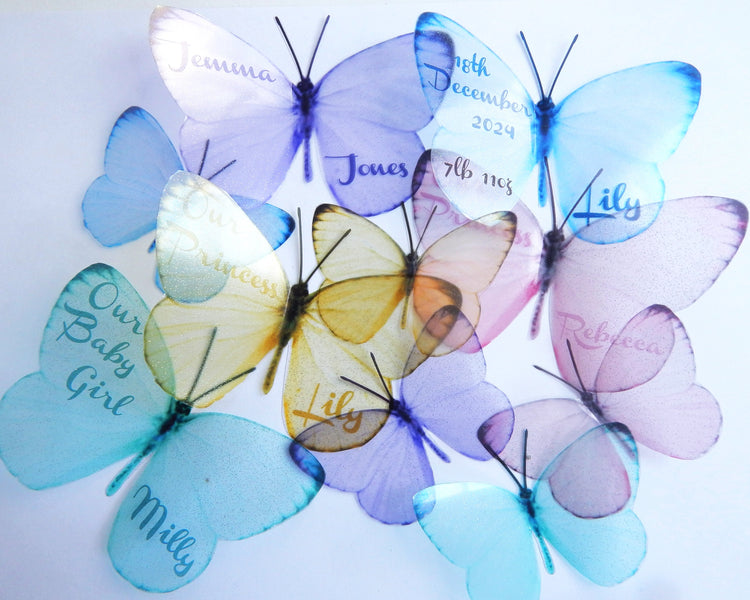 Personalised name pastel Butterflies,Christening gift,nursery decor,children's room wall art stickers,personalised baby name decorations,girl
