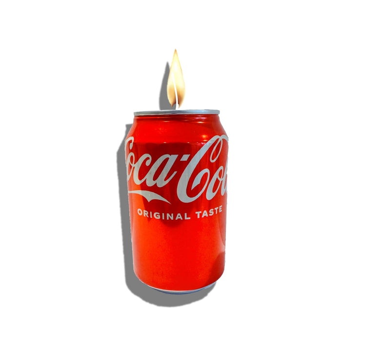 Coke tin can candle handmade by Flutterframes