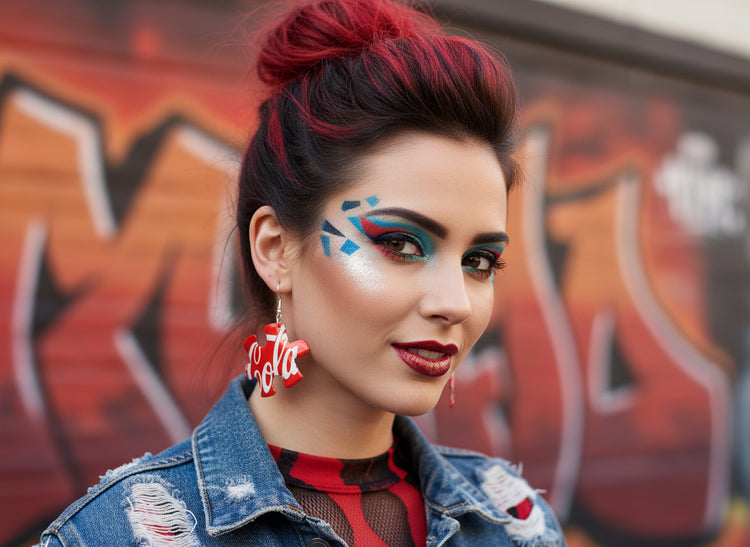 Coca-Cola-themed puzzle piece earrings