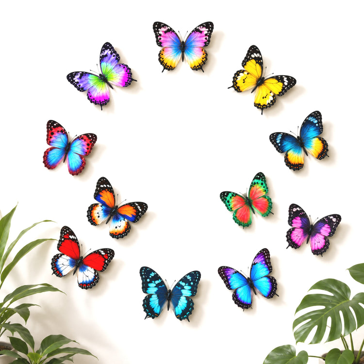Twelve colorful butterfly wall stickers, handmade