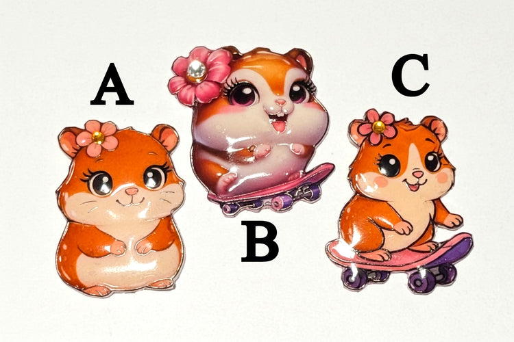 cute hamster pins with diamante