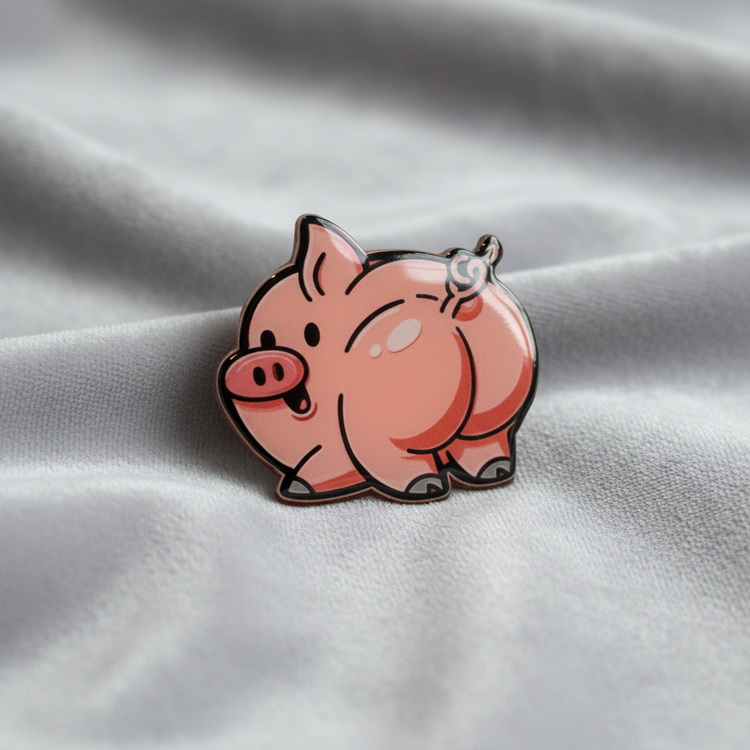 cheeky pig enamel pin handmade