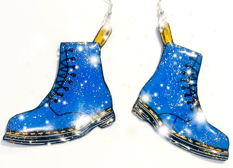 Dr Marten's boot style earrings, purple, pink or blue. DM's style earrings