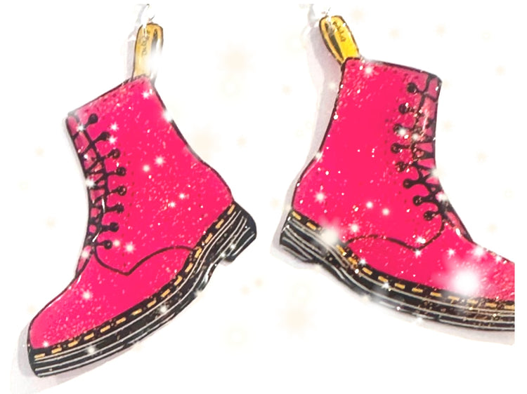 Dr Marten's boot style earrings, purple, pink or blue. DM's style earrings