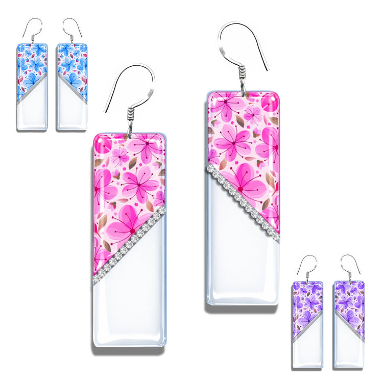 floral diamante handmade drop earrings