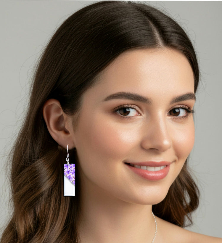 purple drop earrings. Handmade