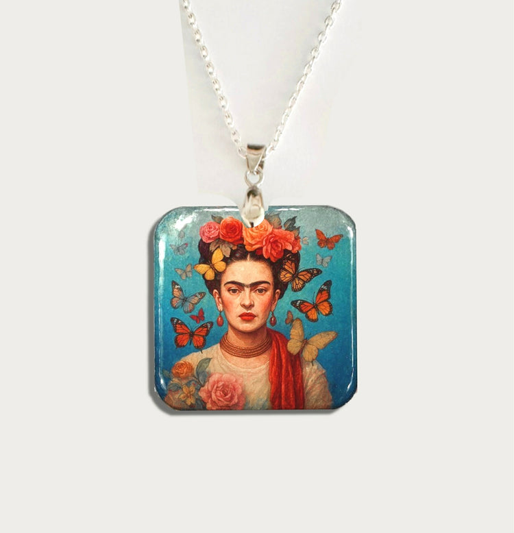 Freida Kahlo Flying butterflies Jewellery set with a necklace and butterfly earrings