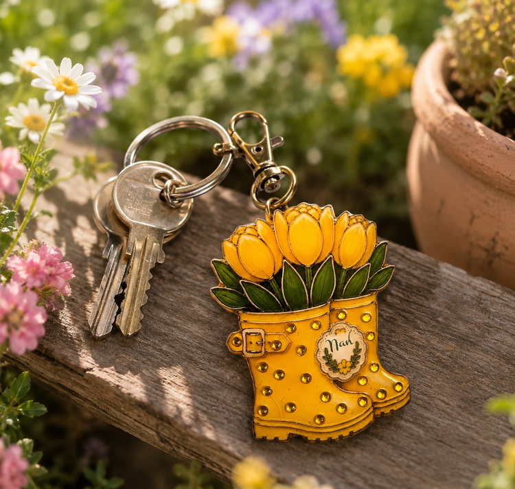 gardener's unique gift. Yellow personalised Wellington boots