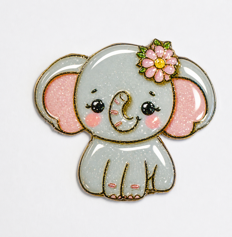 grey Cute elephant pin with a flower