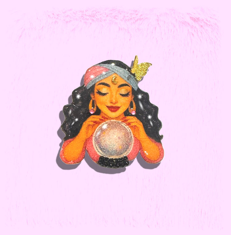 Fashionable handmade brooch. Fortune Teller