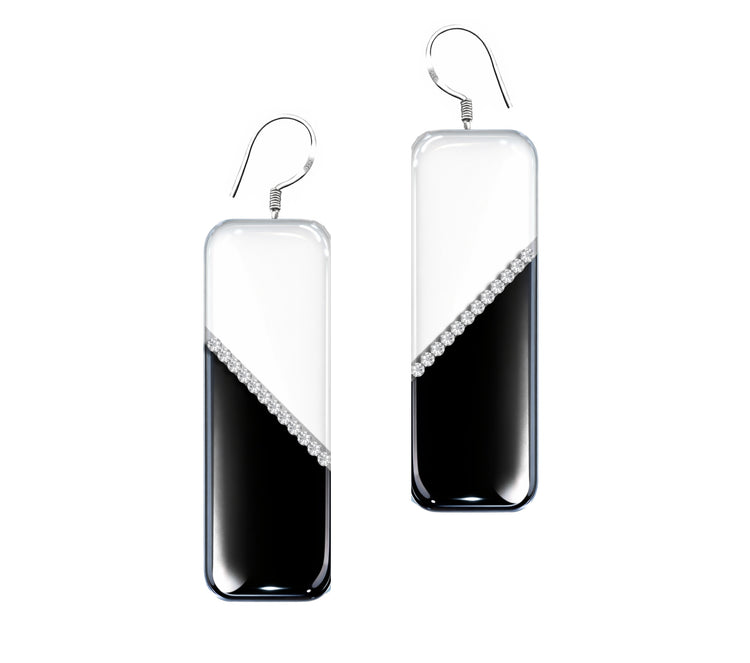 handcrafted black and white earrings