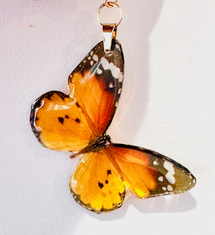 Orange Monarch resin butterfly earrings