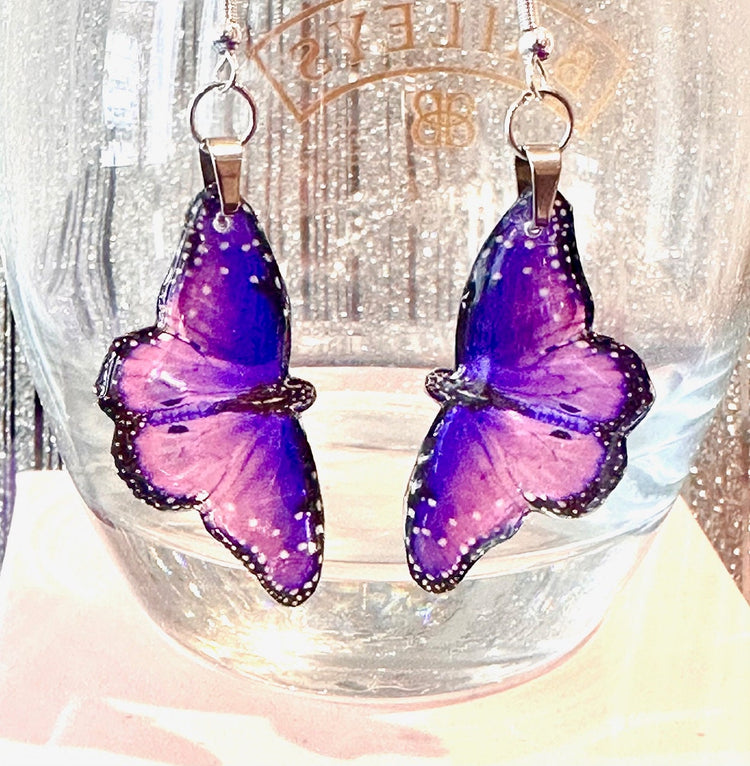 purple handmade butterfly earrings