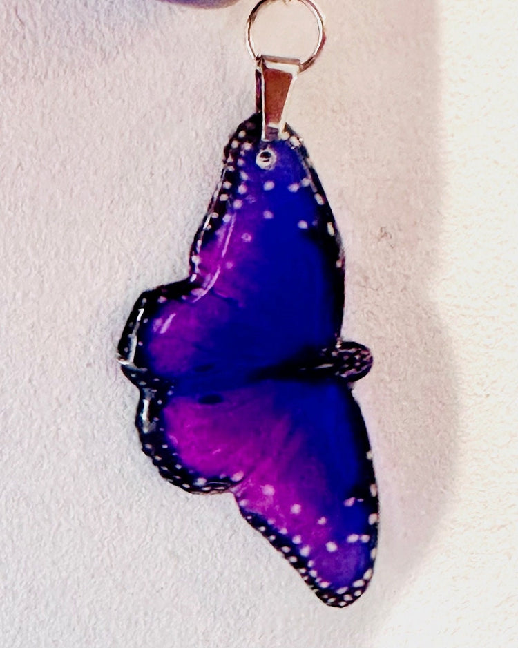 purple resin handmade butterfly earrings