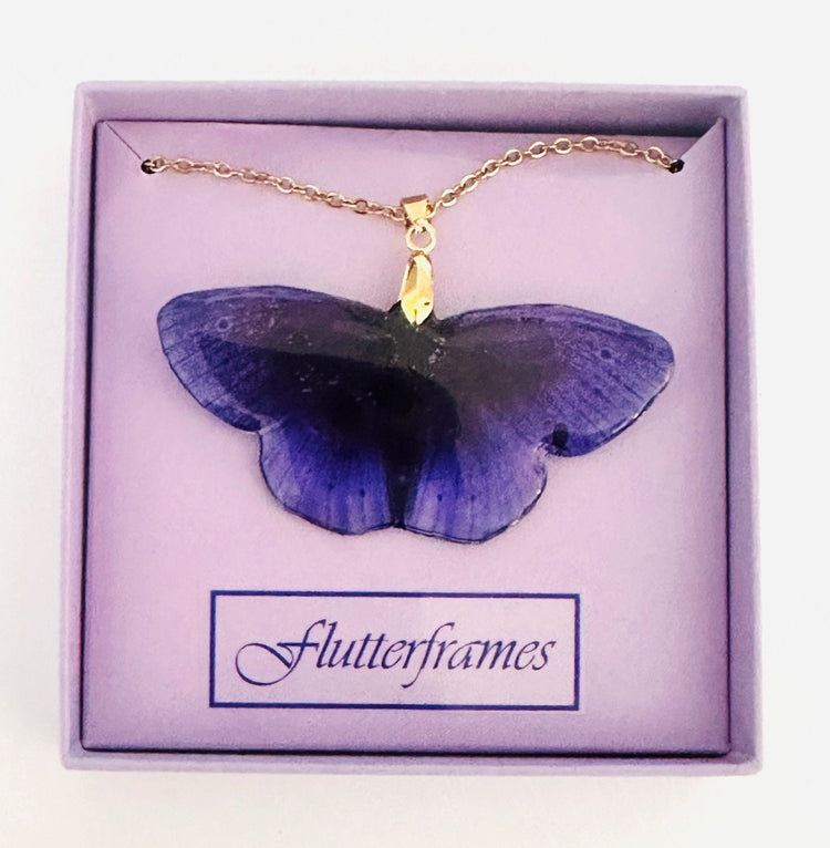 purple resin butterfly handmade necklace